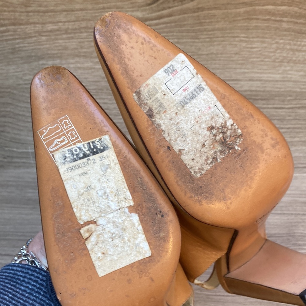 Prada sling back pointy shoes sandals size 35,5 rectangle heel - Picture 8 of 16